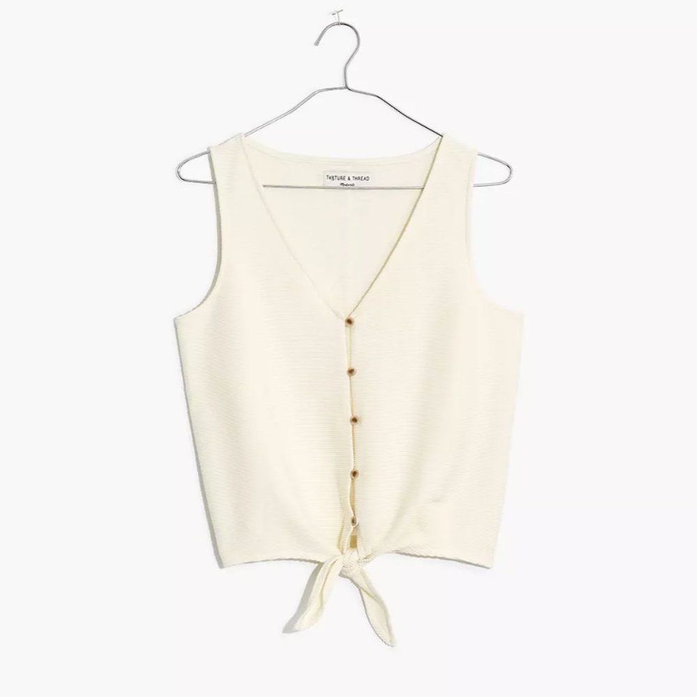 Madewell Texture & Thread cream tie front tank top size S